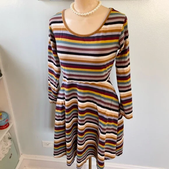 Effie’s Heart Striped Multicolor Dress L - Picture 2 of 8